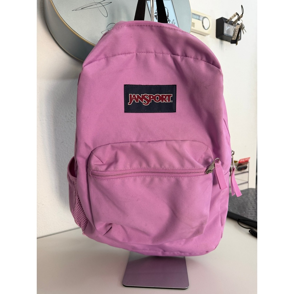 JanSport SuperBreak Backpack Pink Purple School Bag Mesh Pocket